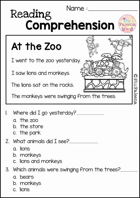 worksheet kindergarten reading comprehension   reading