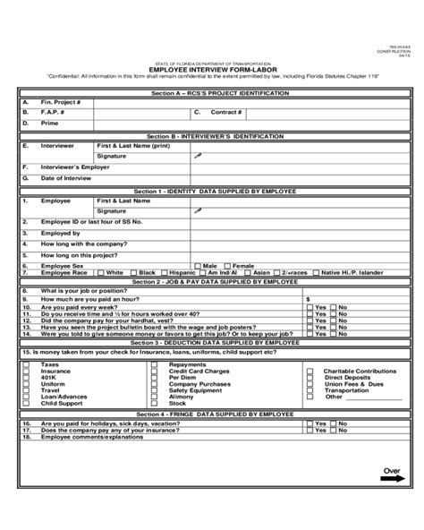 employee interview form florida edit fill sign