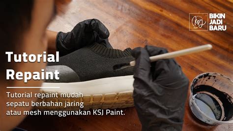 repaint sepatu berbahan jaring  mesh  leatherpaint