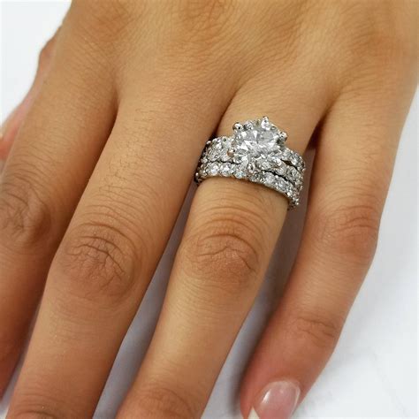 ct diamond engagement ring eternity guard band set  white gold
