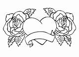 Roses Hearts Drawings Coloring Pages Paintingvalley sketch template
