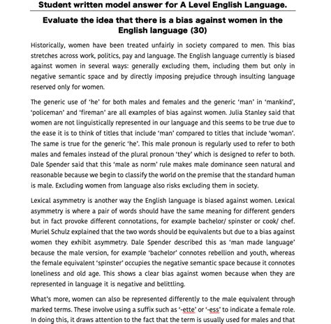 language  gender essay aqa english language  level teaching resources