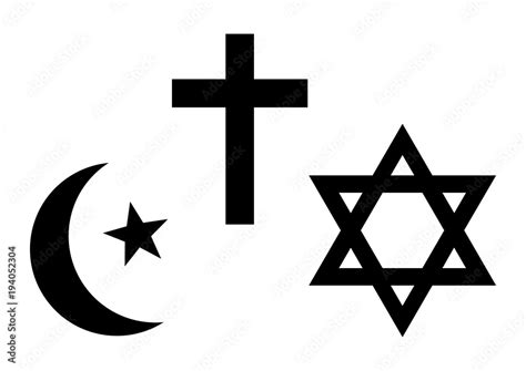 world religions symbols islam christianity  judaism black