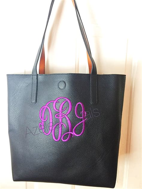 monogram purse personalized handbag leather tote