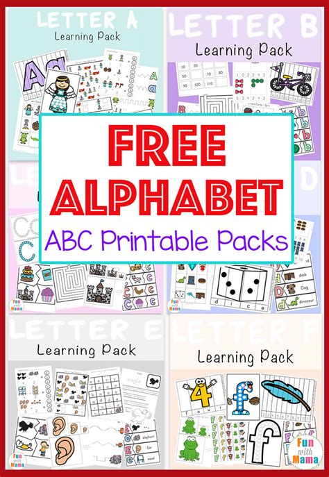 alphabet abc printable packs fun  mama