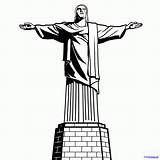 Christ Redeemer Redentor Desenhar Corcovado Brasil Estatua Redempteur Religioso Realista Vinilo Dragoart Cómo Elevado sketch template