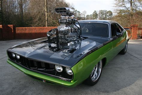 supercharged plymouth hemi cuda hot rod rods blower engine muscle barracuda
