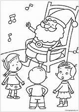 Coloring Singing Children Kids Listening Pages Santa Getcolorings Christmas sketch template