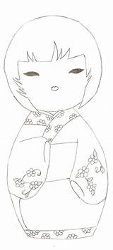 Kokeshi Coloriage Dolls Coloring Patchwork Choose Board Template Riscos Crafts sketch template