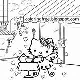 Coloring Pages Kitty Hello Coffee Shop Kids Table Teenage Girls Printable Sheets Restaurant Lets Book Setting Drawing City Color Cute sketch template