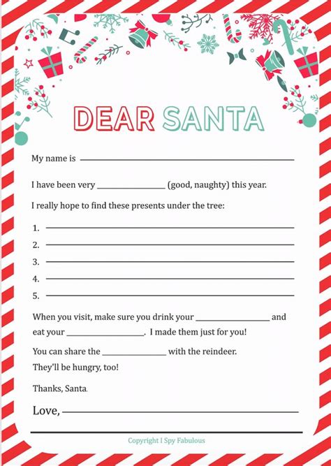 dear santa letter template  sample professional template design