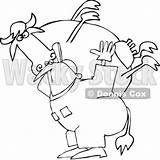 Cow Farmer Carrying Outline Heavy Coloring Royalty Clip Illustration Vector Cox Dennis Djart sketch template