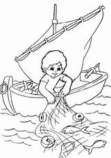 Fisherman Coloring Fishing Fish Catching Pages Kids Nets Drawing Colouring Sheet Clip Boat Printable People Drawings Book Bible Boats School sketch template
