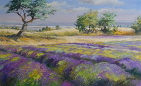 oil painting art collectibles natur original kunst lavendel feld