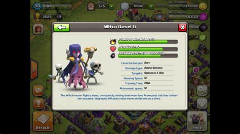 Clash Of Clans Witch In Action Youtube