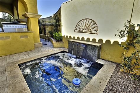 relax   mediterranean inspired backyard spa  silverleaf