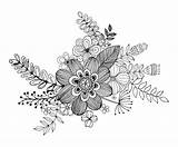 Doodle Flower Drawing Freehand Coloring Flowers Effect Vector Illustration Stock sketch template