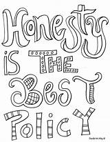 Doodle Pages Coloring Alley Inspirational Quote Honesty Policy sketch template
