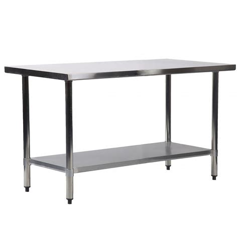 fdw stainless steel kitchen prep  work table     silver