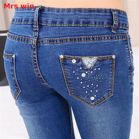 mrs win lace embroidery rhinestone pocket jeans rhinestones embroidery