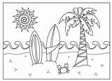 Coloring Beach Pages Printable Print Beaches Surfing sketch template