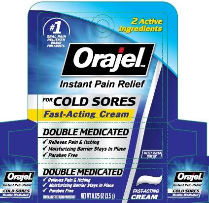 ndc   orajel  cold sores double medicated cream images packaging labeling