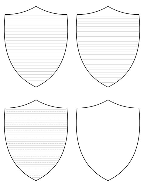 printable shield shaped writing templates