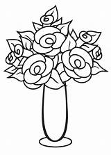 Vase Drawing Flower Flowers Coloring Line Clipart Rose Pages Drawings Beautiful Kids Pot Colour Digi Stamp Printable Cartoon Lovely Floral sketch template