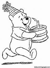 Pooh Winnie Coloring Birthday Pages Happy Printable Colouring Color Sheets Kids Draw sketch template