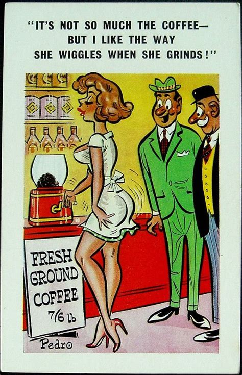 Pedro Comic Saucy Postcard Sexy Lady In Coffee Shop Unposted No