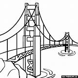 Coloring Bridge Golden Gate Famous Places Pages Landmarks sketch template