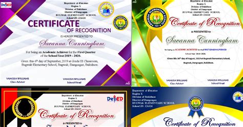 certificates editable templates   deped tambayan award
