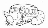 Totoro Catbus Neighbor Ghibli Miyazaki Dibujo Sleeping Cartoon Getdrawings Kiki Páginas sketch template