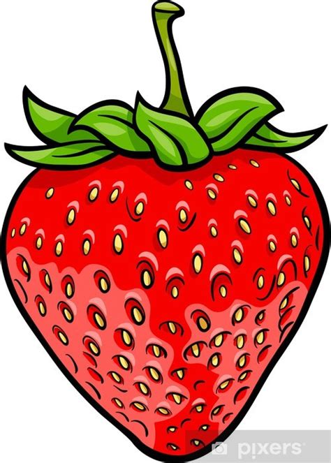 fotobehang aardbei fruit cartoon illustratie pixers  leven om te veranderen