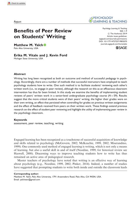 benefits  peer review  students writing