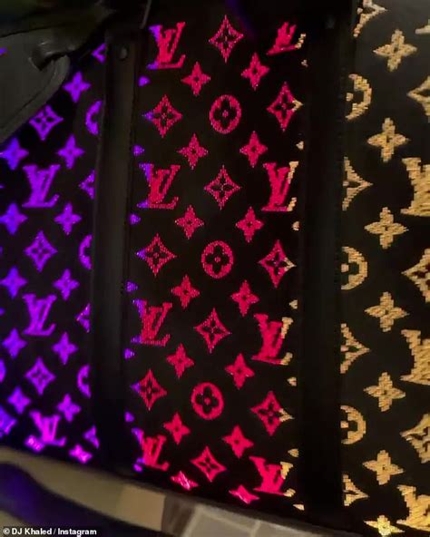 dj khaled lights  instagram   color changing louis vuitton bag gifted  wife