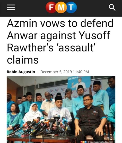 Azmin Ali Akan Mempertahankan Anwar Ibrahim Daripada Tuduhan Gangguan