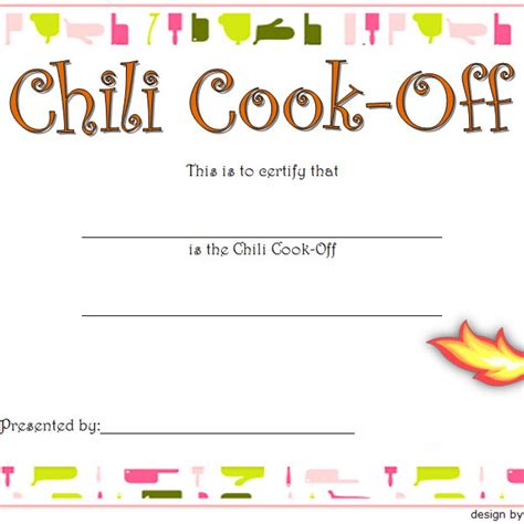 chili cook  certificate template