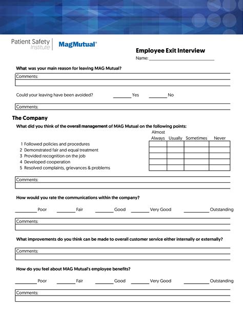 blank exit interview form   create  exit interview form