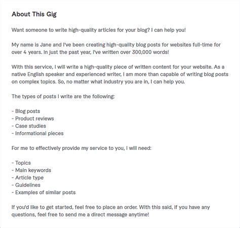 How To Write A Gig Description For Fiverr The Definitive Guide