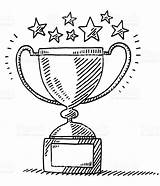 Trophy Drawing Achievement Clip Stars Sketch Drawings Vector Hand Illustrations Istockphoto Transparent Background Drawn Easy Cup Eps Stock sketch template