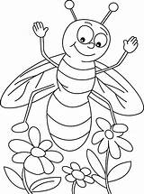 Bee Coloring Honey Pages Flowers Three Found Happy sketch template