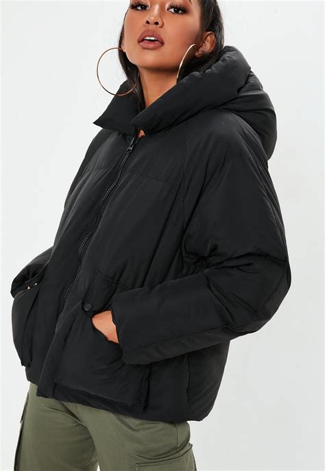black oversized hooded ultimate puffer jacket missguided puffer jacket outfit black puffer