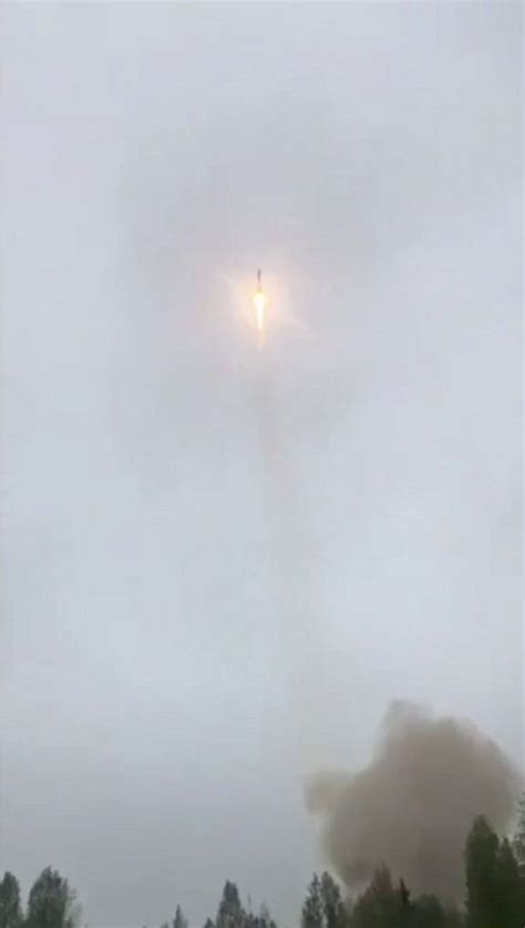 lightning strike hits russian rocket booster carrying satellite during