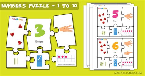 printable number matching puzzles number puzzle game  kids