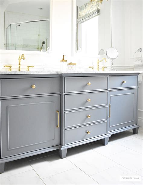 grey bathroom vanity gold hardware home sweet home modern livingroom