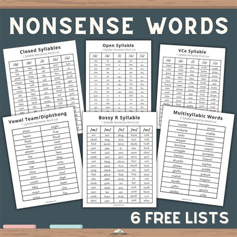 nonsense words pseudowords   lists literacy learn