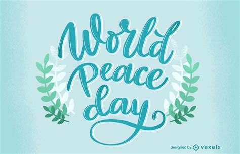 world peace day lettering design vector