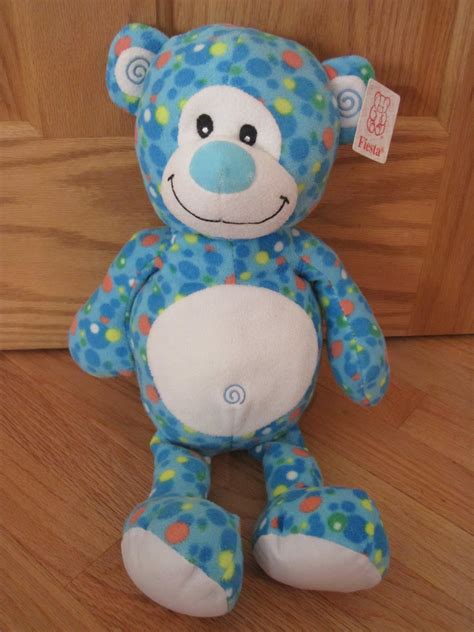 fiesta blue plush blip teddy bear c13709 polka dots spots