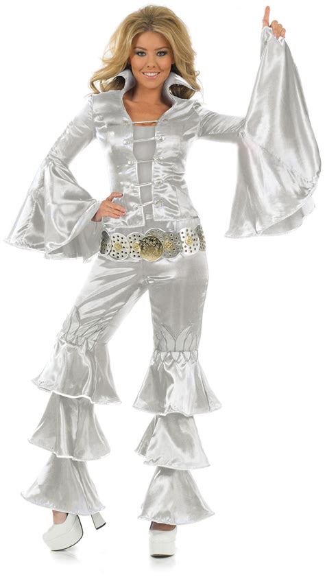 silver dancing queen 70s costume donna costume vestito da discoteca